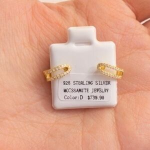 Moissanite Diamond Huggies Gold over sterling Earrings